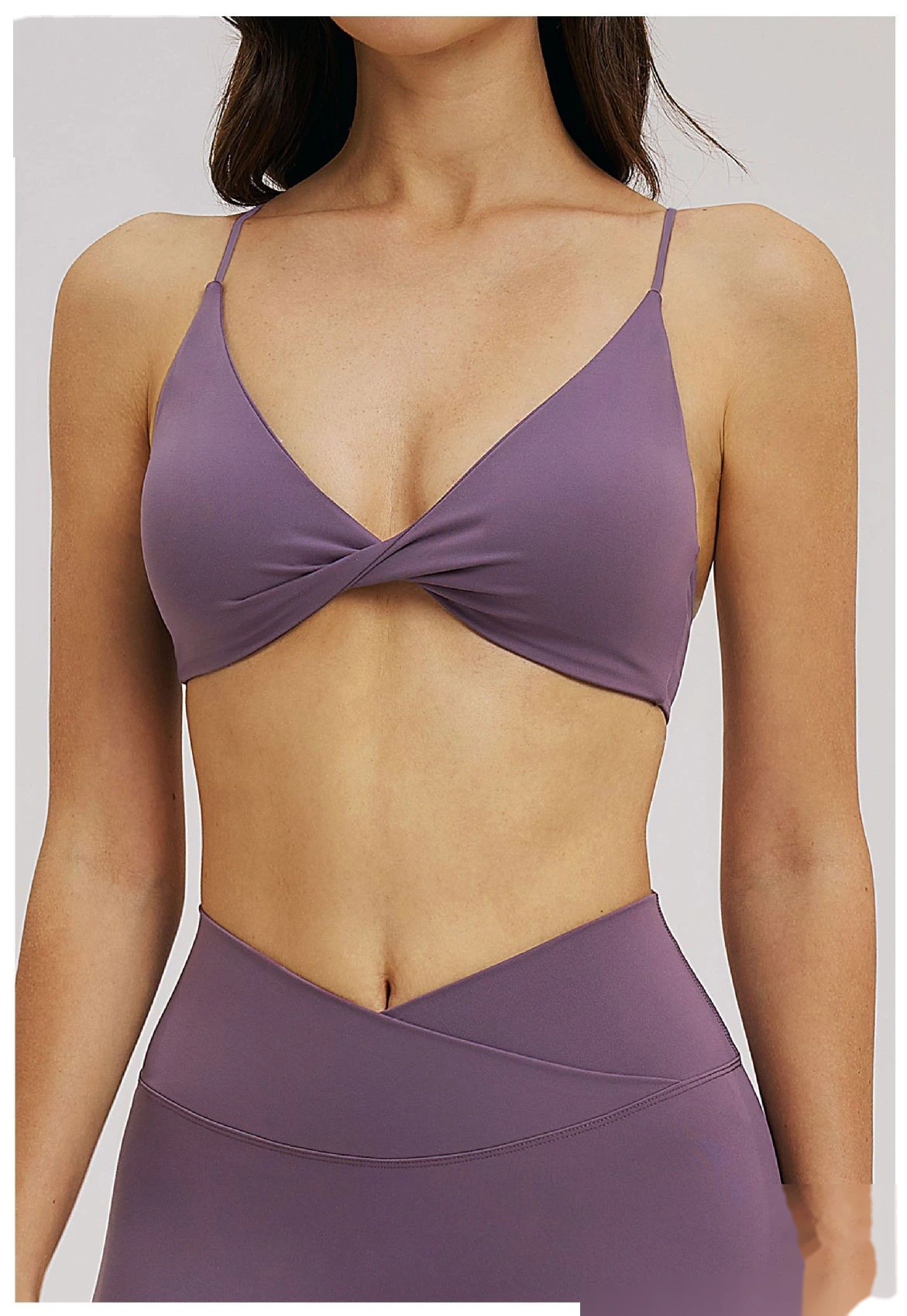 Custom V-Neck Sports Bra - Women's Thin-Strap Beauty Back Yoga Fitness Workout Bra detail