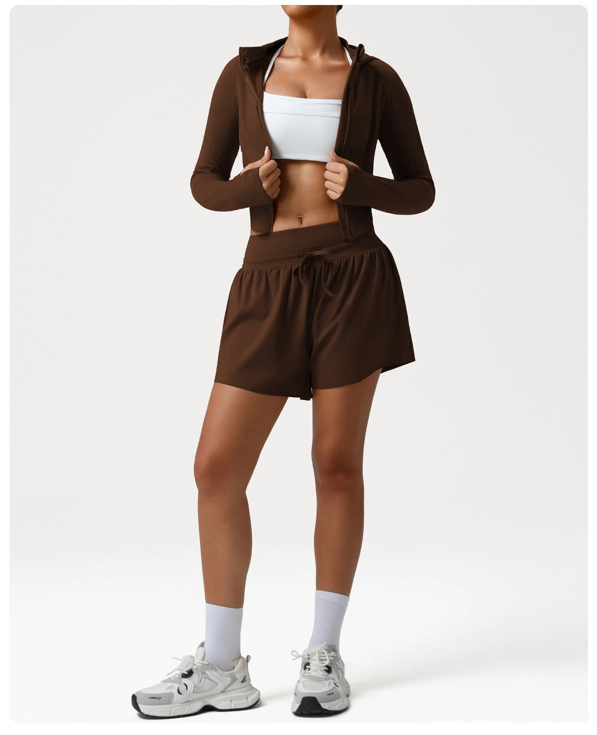 Customized loose nude shorts, high waist and abdomen, leisure yoga pants and anti-exposure fitness shorts - allni detail