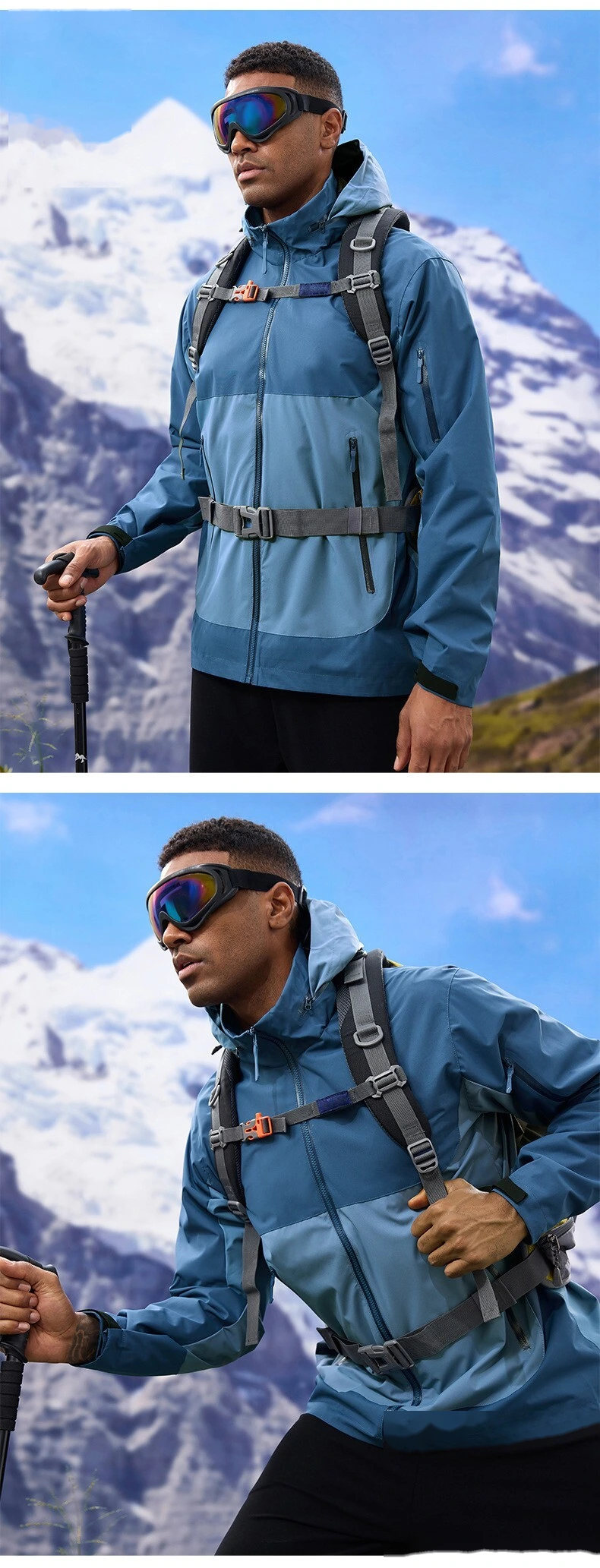 Custom Men's Multi-Functional Outdoor Jacket - Hooded, Windproof, Waterproof for Hiking & Mountaineering detail