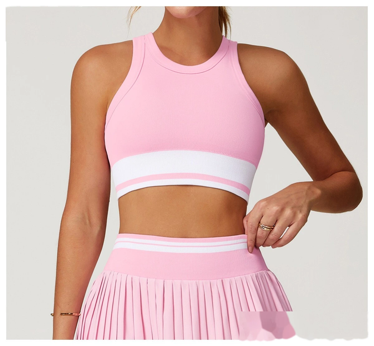 Customized seamless yoga vest contrast tight I-shaped underwear fitness running vest detail