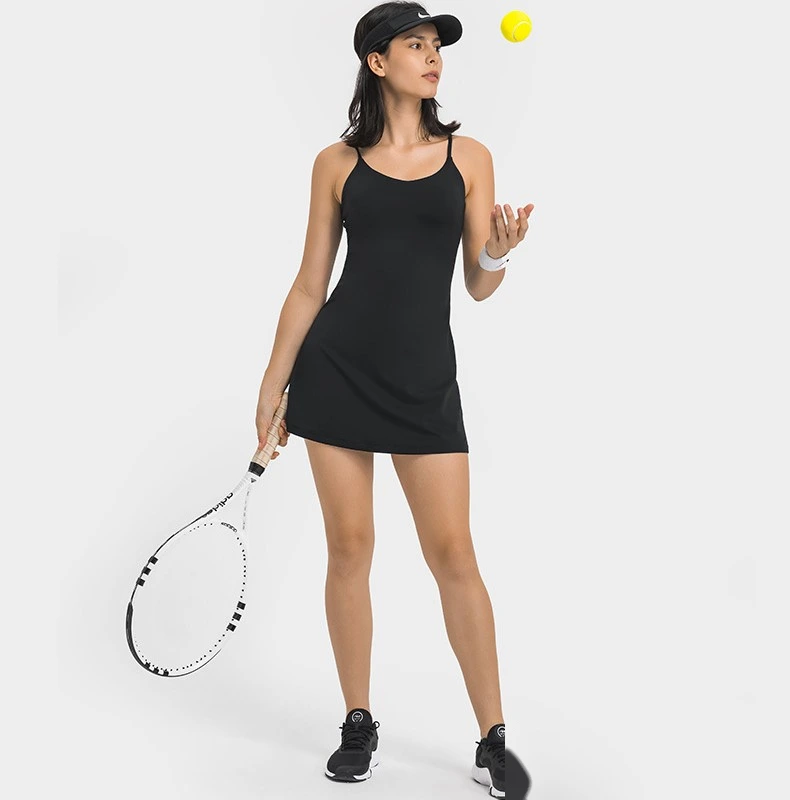 Womens tennis skirts spaghetti straps padded tank top skirt detail