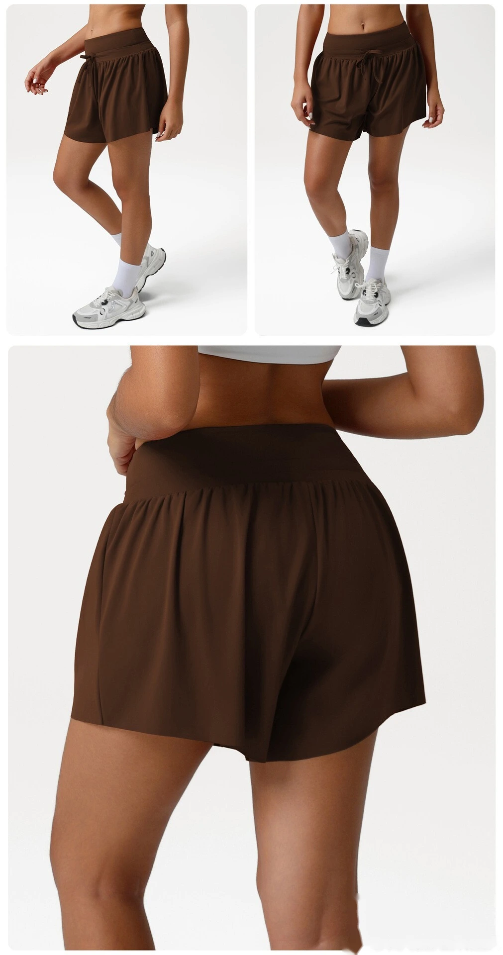Customized loose nude shorts, high waist and abdomen, leisure yoga pants and anti-exposure fitness shorts - allni detail