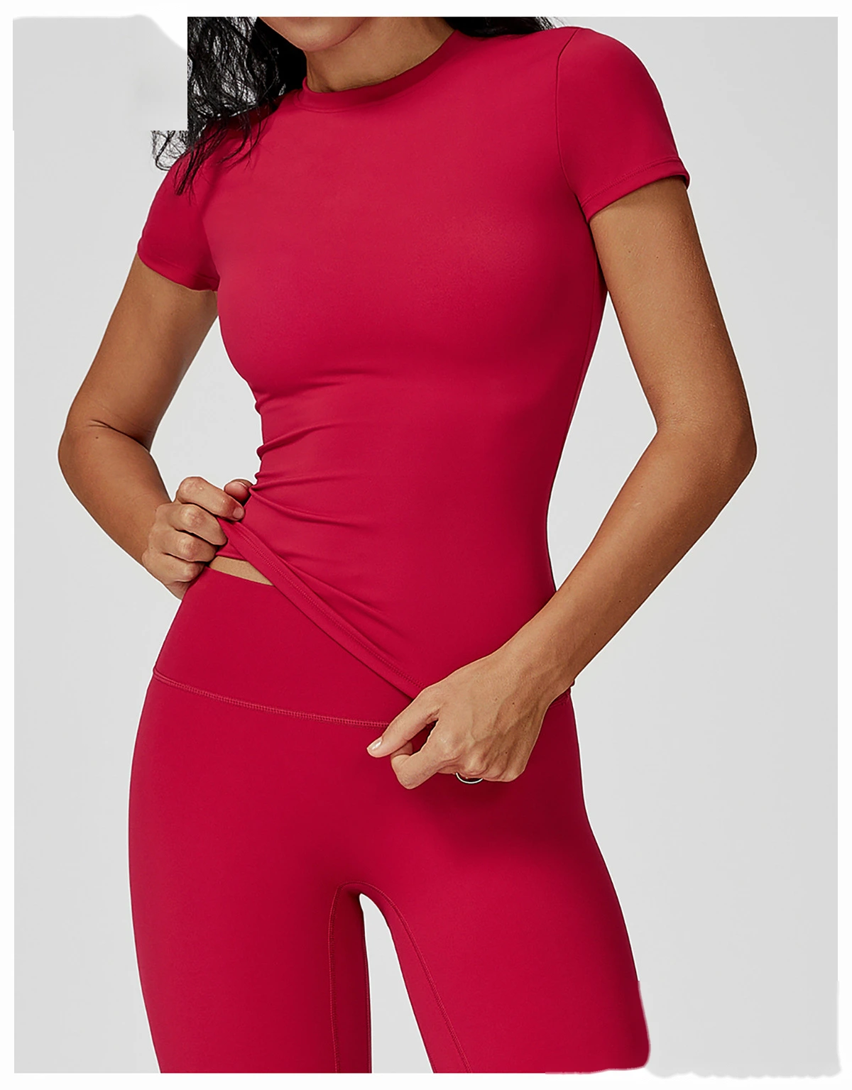 Women’s Custom Spring Summer Short Sleeve T-Shirt High Stretch Yoga Top Fitness Workout Running Tee detail