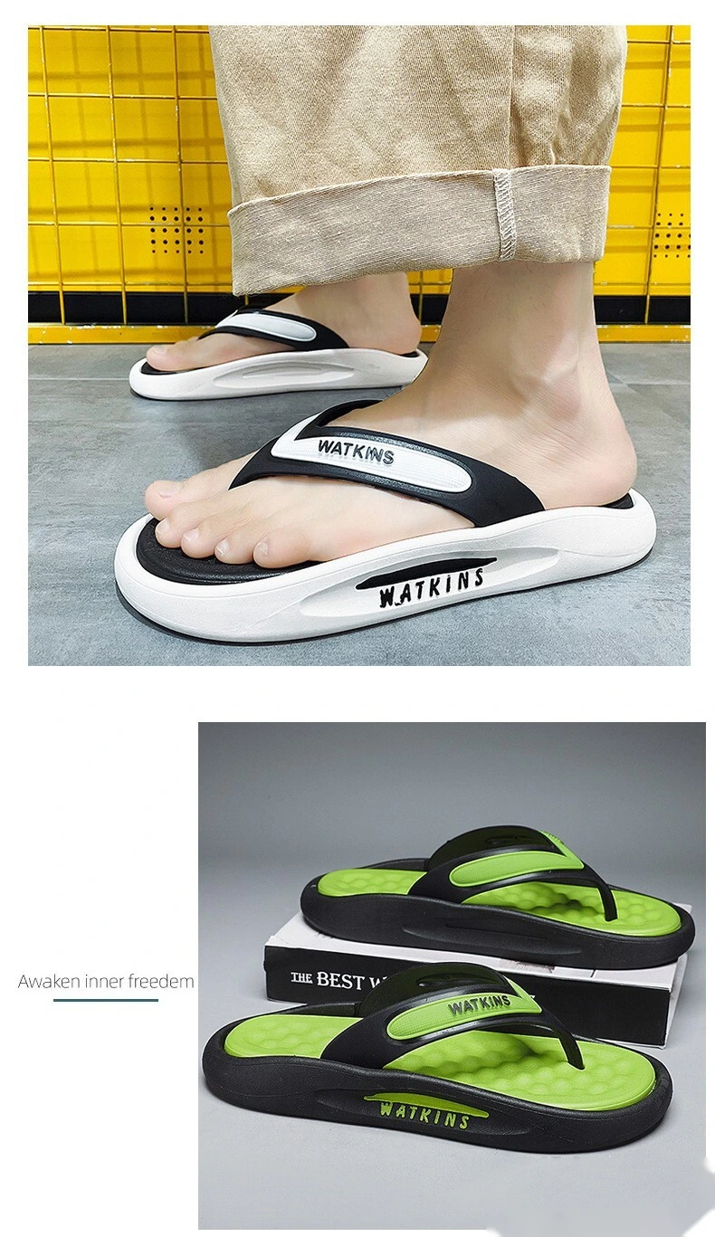 Custom flip-flops outdoor thick-soled fashion beach men's shoes soft-soled pinch couples sandals. detail