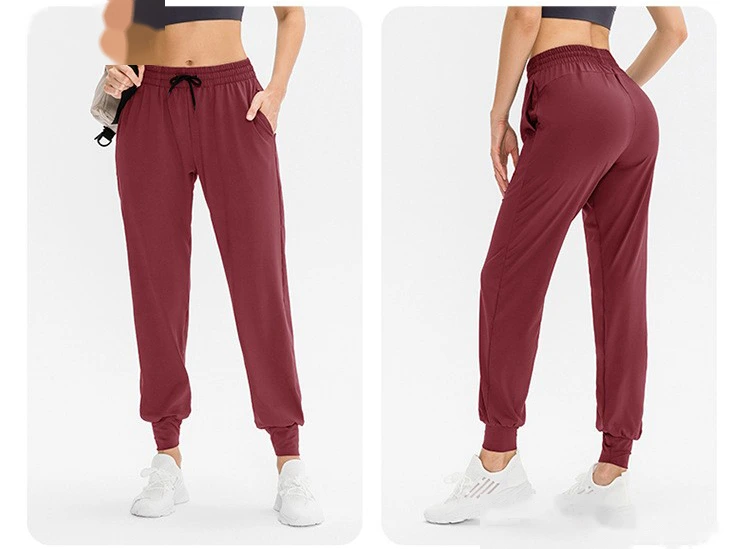 Custom sports pants women's running training yoga pants pocket leisure fitness leg pants detail