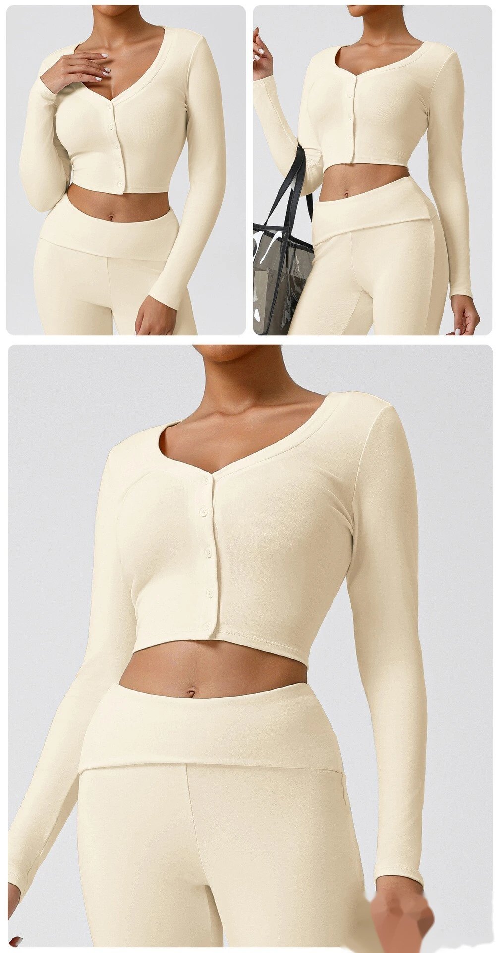 Customized autumn and winter thread sports fitness cardigan slim long-sleeved yoga jacket detail