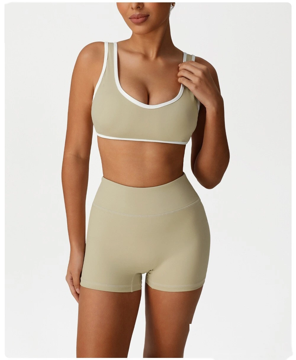 Yoga clothing sports bra Europe and the United States contrast bra fitness exercise high-elastic top vest detail