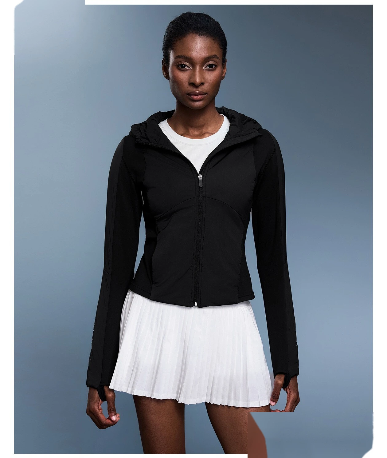 Customized autumn and winter ladies' thin cotton-padded clothes slim and slim plus cashmere cardigan sports hooded coat detail