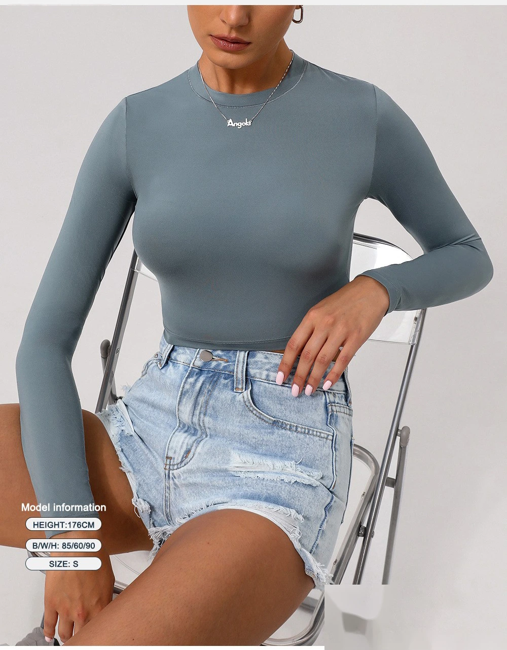 Custom slim sports T-shirt long-sleeved yoga clothes autumn and winter running sports casual long-sleeved T-shirt detail
