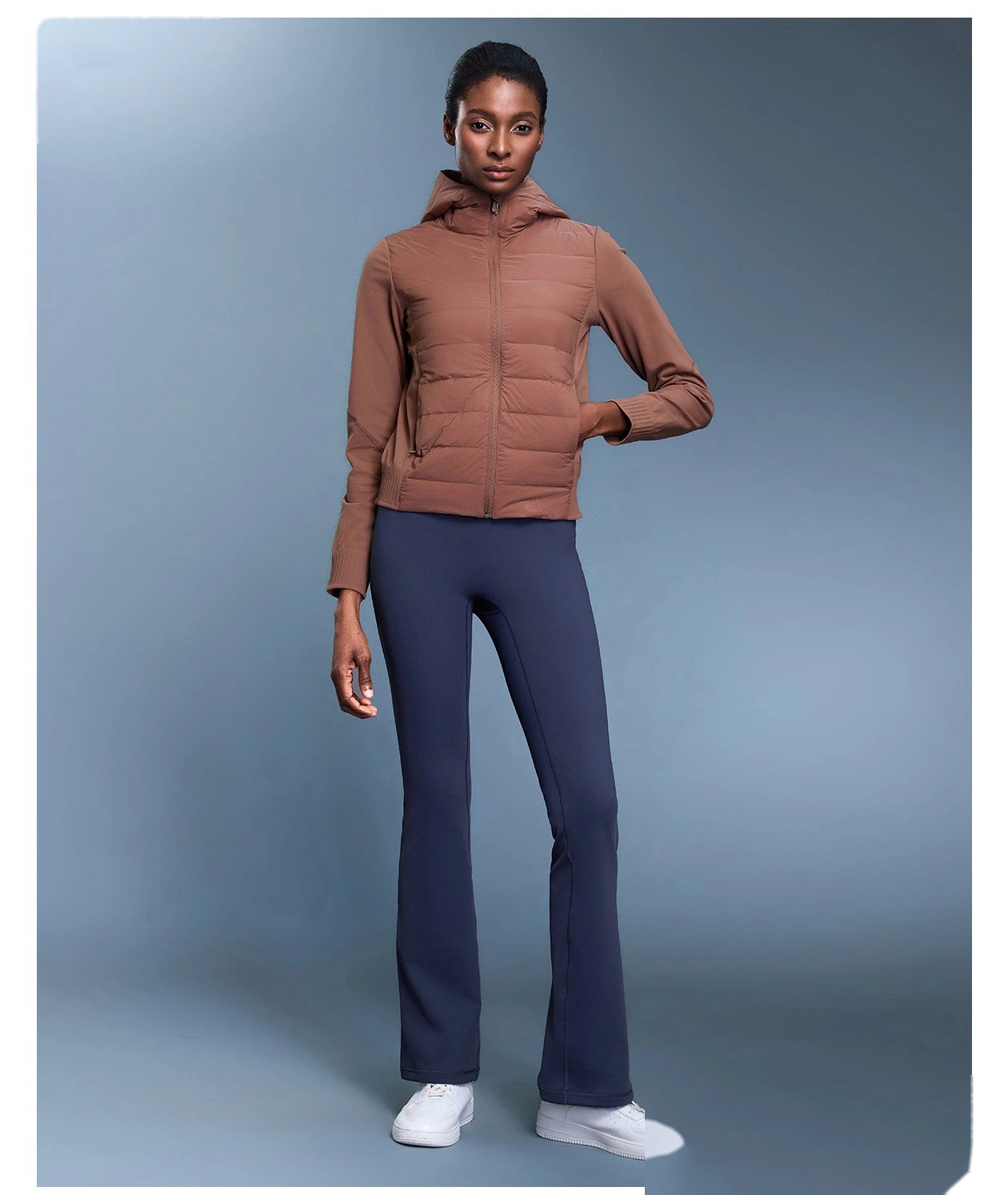 Custom-made women's autumn and winter velvet warm elastic micro-pants with abdomen slimming exercise yoga pants detail