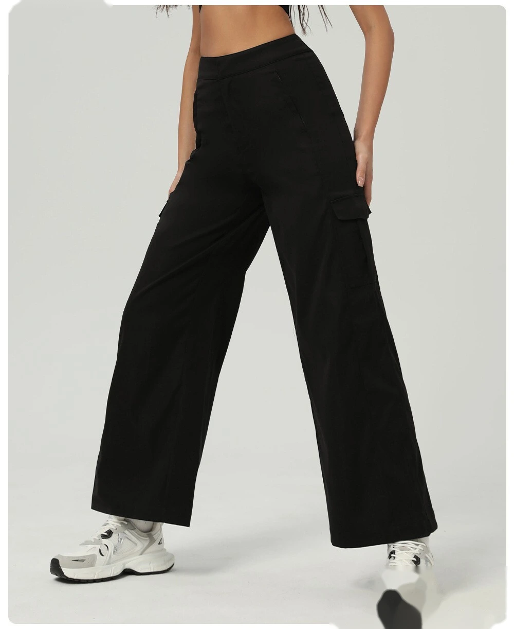 American loose sports pants pocket straight casual pants wearing wild sports dance overalls female detail