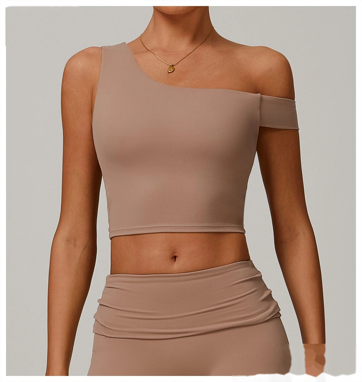 Environmentally-friendly regenerative yoga vest women wear running and fitness underwear with irregular inclined shoulde detail