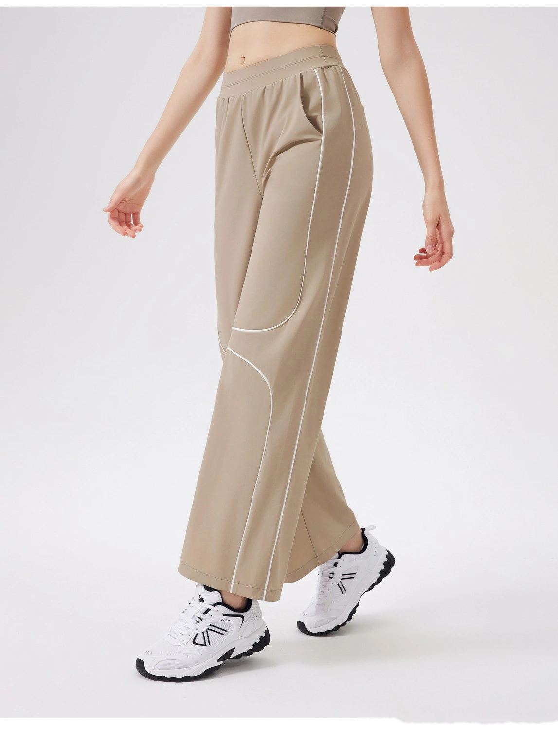 Quick-drying exercise cool pants women running loose yoga high waist fitness pants outdoor detail