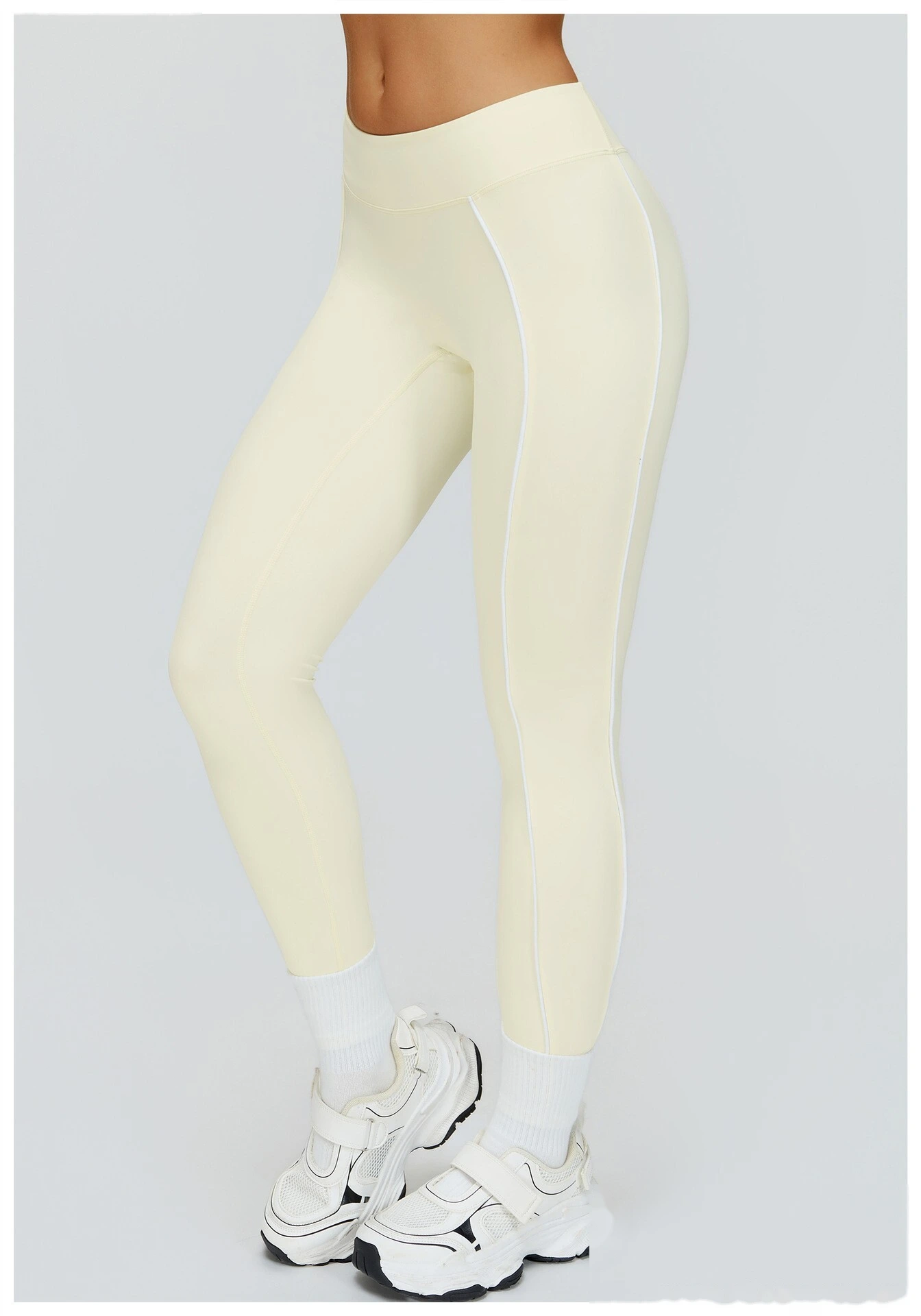Custom Women’s Naked-Feel Tight Yoga Pants - Color Block High-Waisted Butt-Lifting Running Fitness Leggings detail