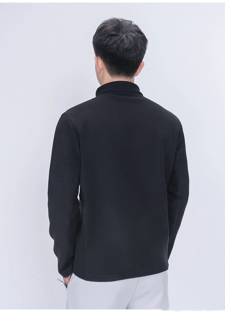 Customized semi-zipper long-sleeved T-shirt men's sweater Austrian fleece warm outdoor winter warm clothes detail