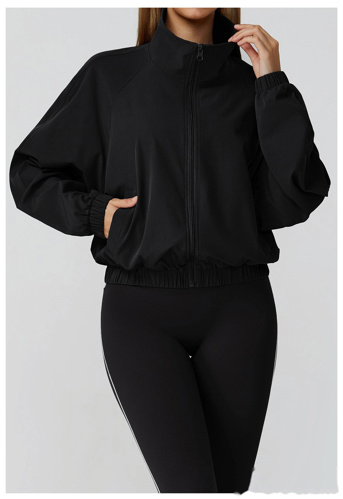 Custom-made stand-up collar sports coat women's windproof outdoor running fitness long-sleeved yoga clothing coat detail