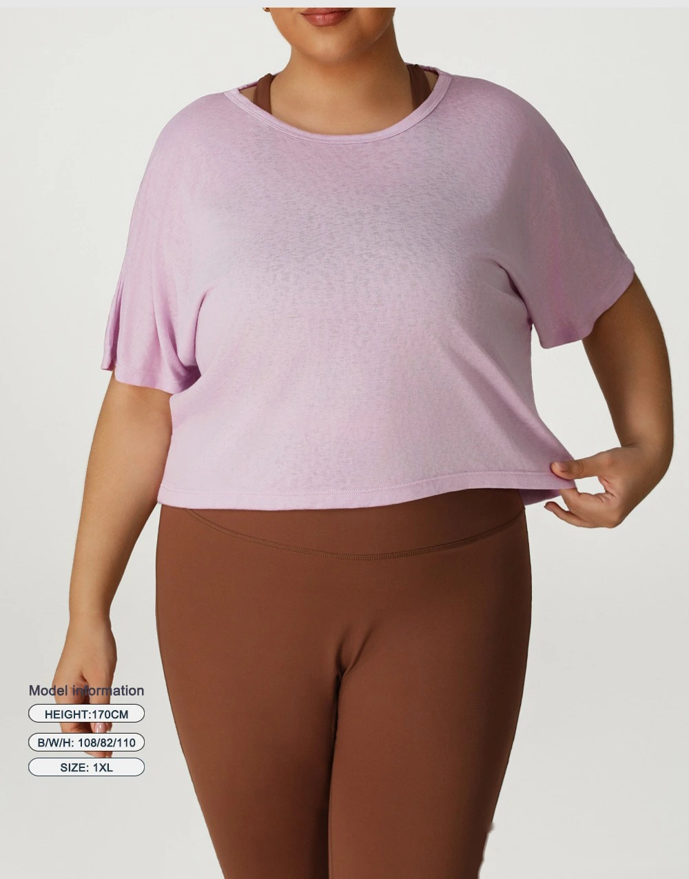 Custom-made plus-size sports blouses, fitness clothes, T-shirts and women's plus-size yoga clothes tops. detail