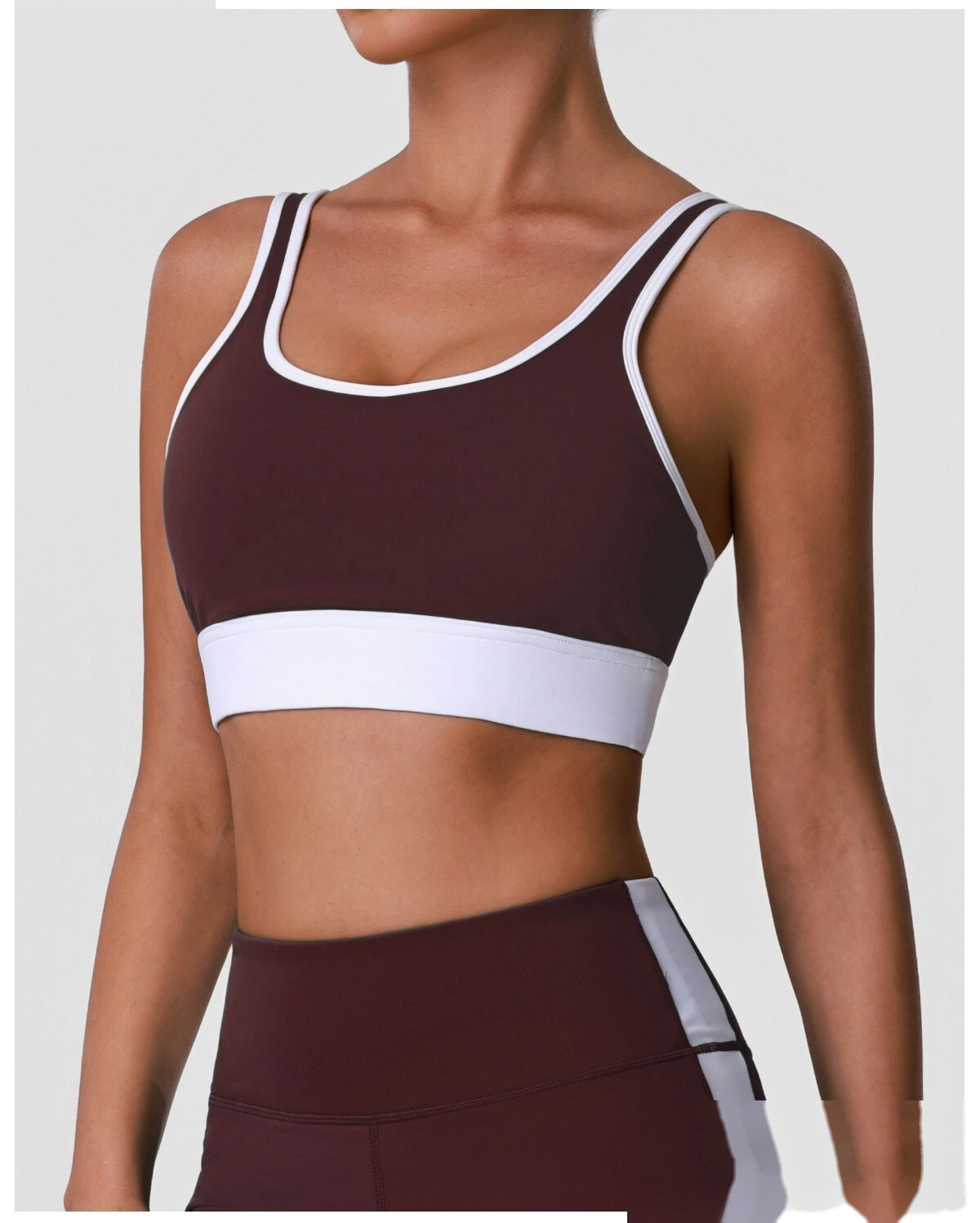 Women’s Custom High Stretch Quick Dry Color Block Sports Bra Beauty Back Yoga Bra Tank Top detail