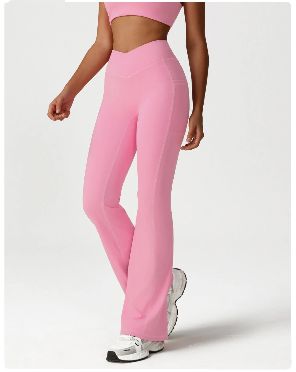 Custom-made cross high waist yoga dance sports wide-leg pants leisure hip fitness micro-pants. detail