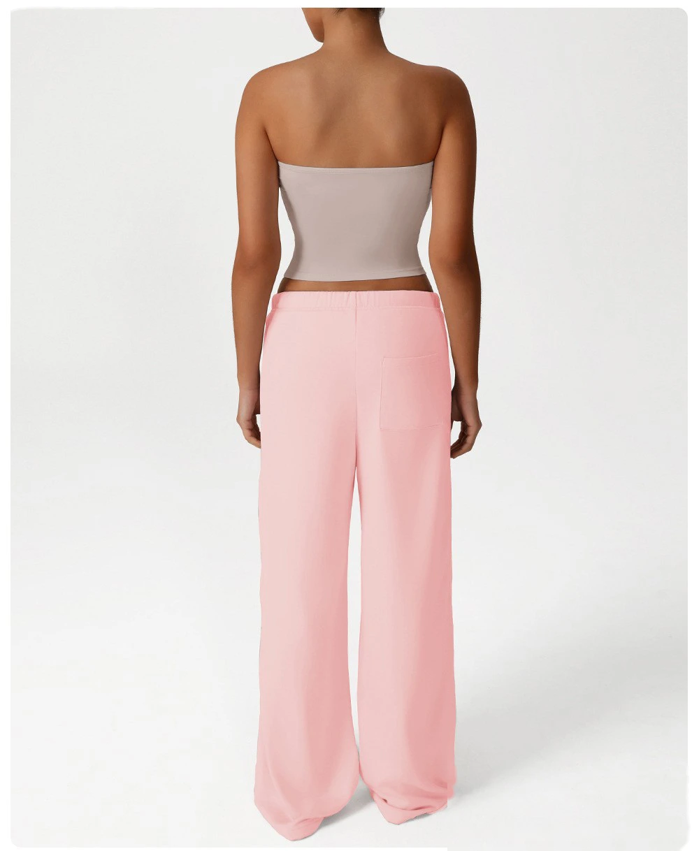 Custom leisure sweatpants loose pocket straight wide-leg pants dance training yoga pants running fitness pants detail