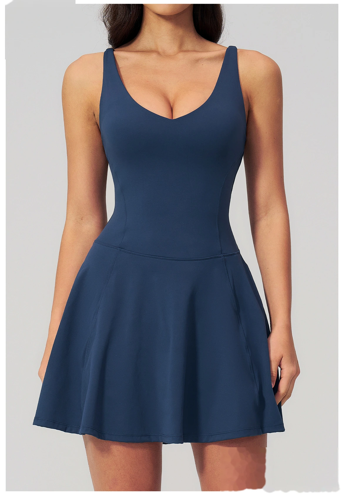 Women's Custom Yoga Sport Dress with Side Pockets, Anti-Exposure Quick Dry Breathable Running Fitness Tennis Skirt detail