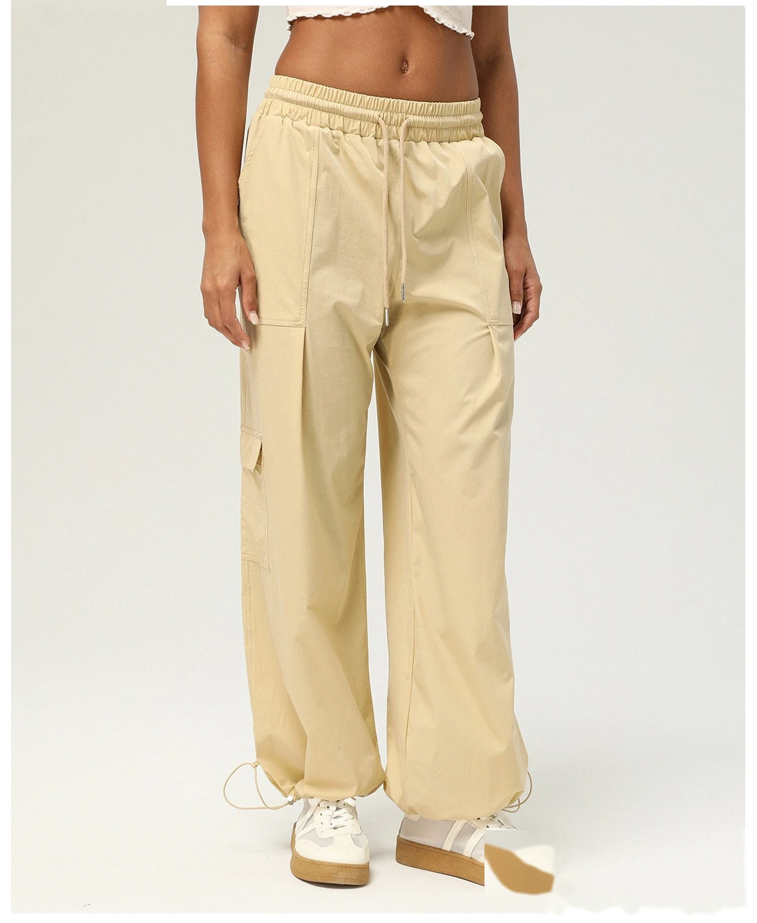 Custom-made loose-pocket tooling sweatpants for women's outdoor fitness straight wide-leg leg leggings detail