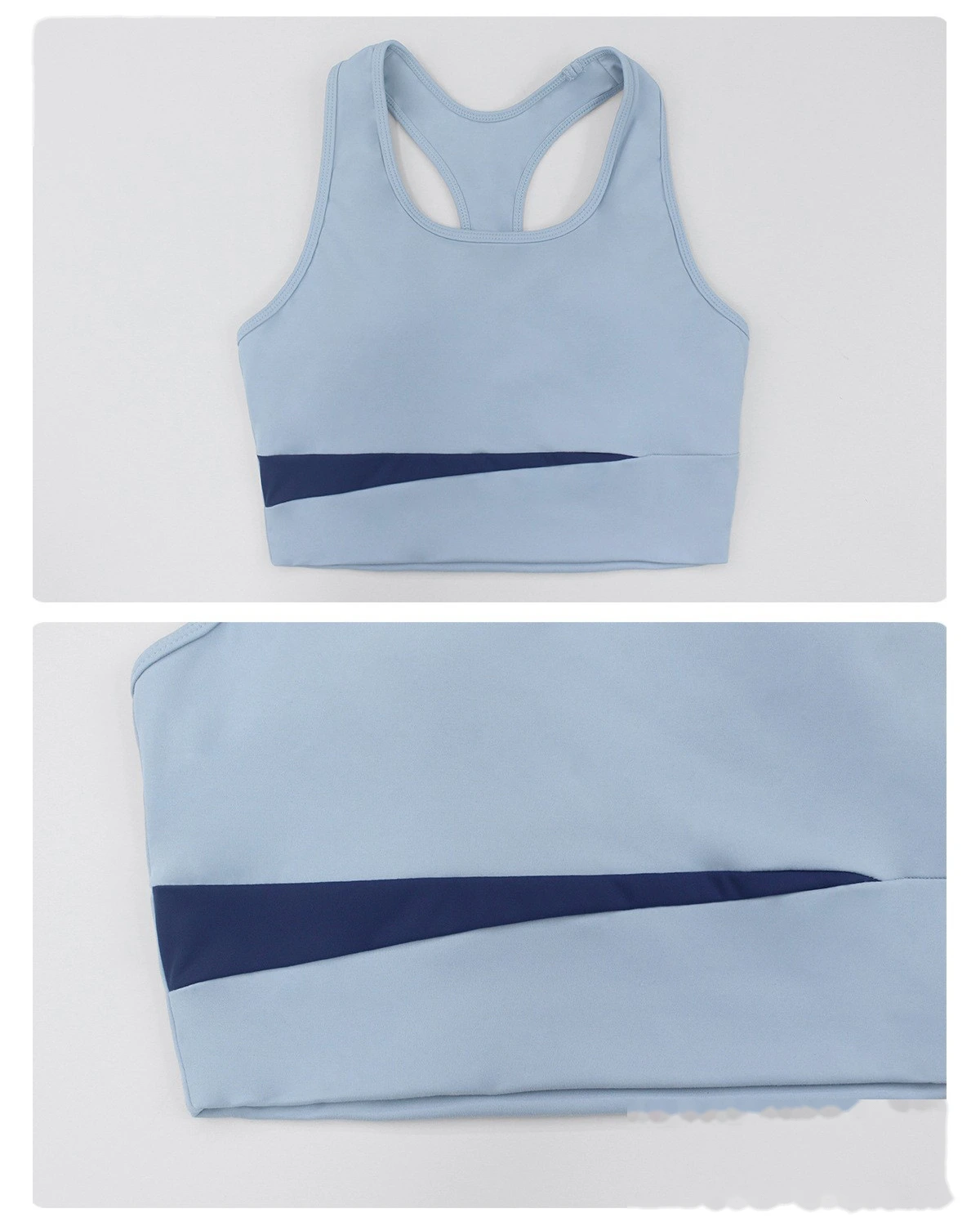 Custom High-Support Shockproof Yoga Bra - Color-Block Backless Tank Top with Pads for Running & Fitness Workouts detail