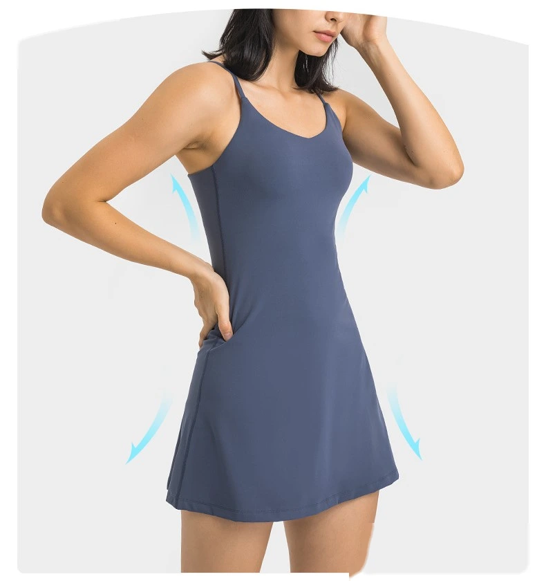 Womens tennis skirts spaghetti straps padded tank top skirt detail