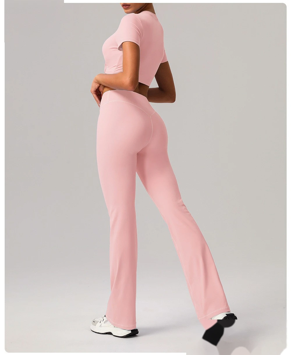 Customized yoga wide-leg pants, high waist, tight hips, horns, abdomen, fitness and leisure pants. detail