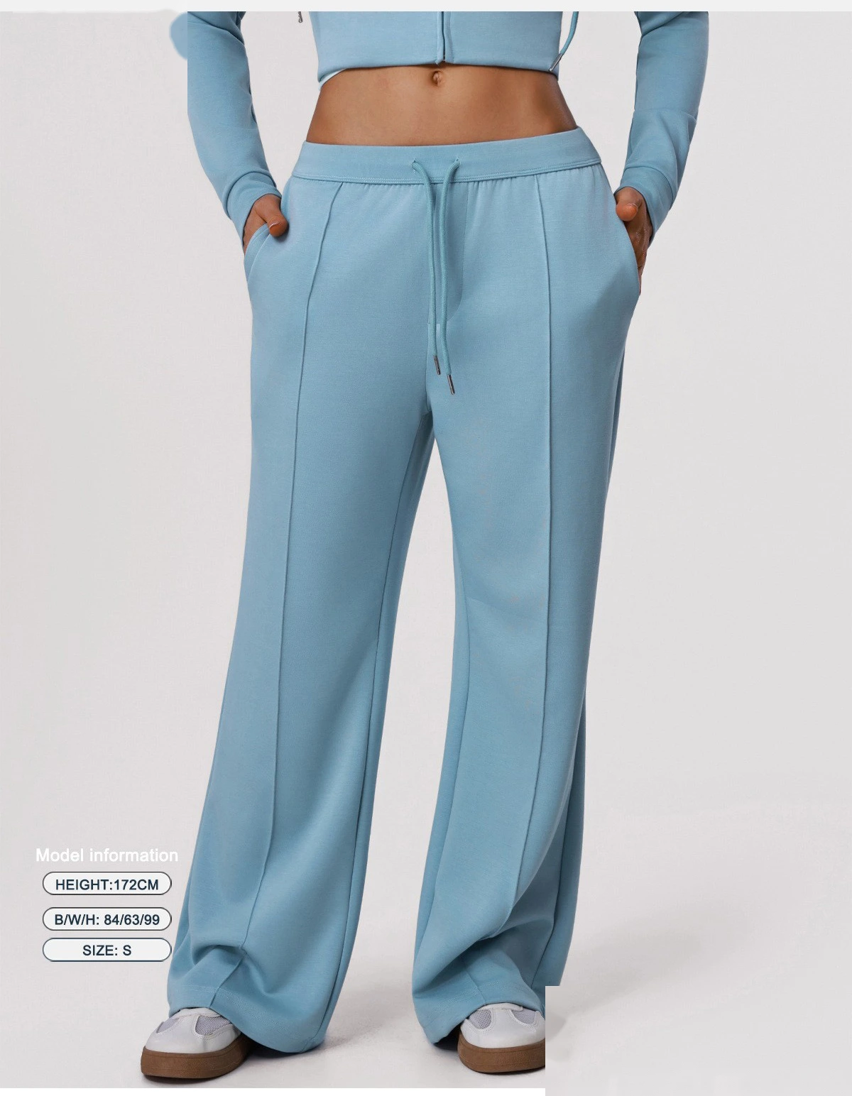 Women's New Loose-Fit Sports Tracksuit - Customizable Wide-Leg Straight-Leg Yoga Pants + Workout Top, Running & Fitness detail