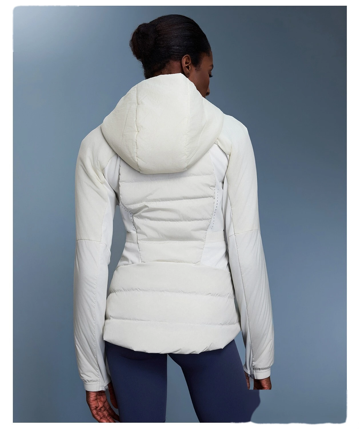 Custom Women's Lightweight White Duck Down Sports Jacket - Slim-Fit, Warm Running Puffer Coat detail