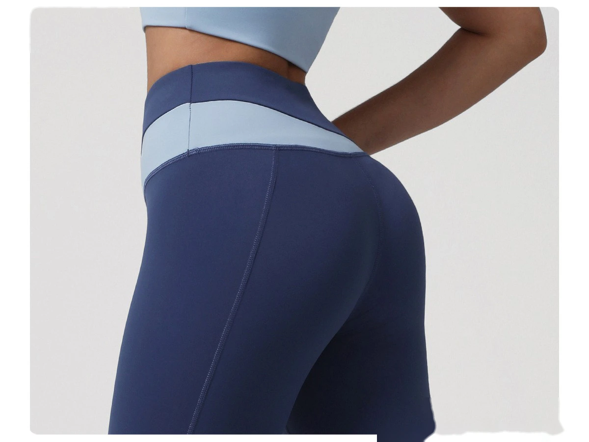 Custom Color-Block High-Waisted Butt-Lifting Yoga Pants - Women's Tight Leggings for Running & Fitness detail