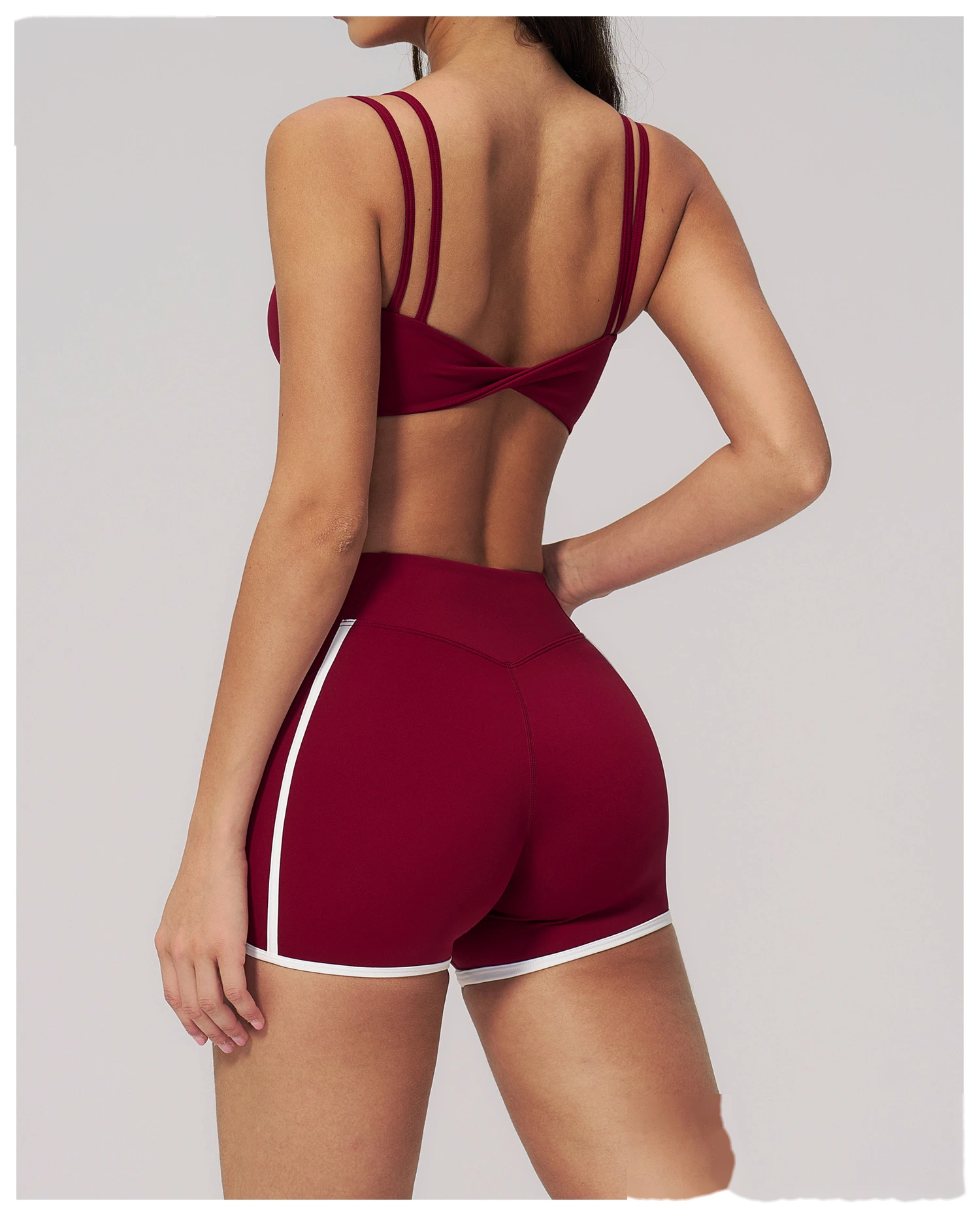 Women’s Naked Feeling Yoga Sports Bra Double Thin Strap Beauty Back Fitness Tank Top with Chest Pad detail