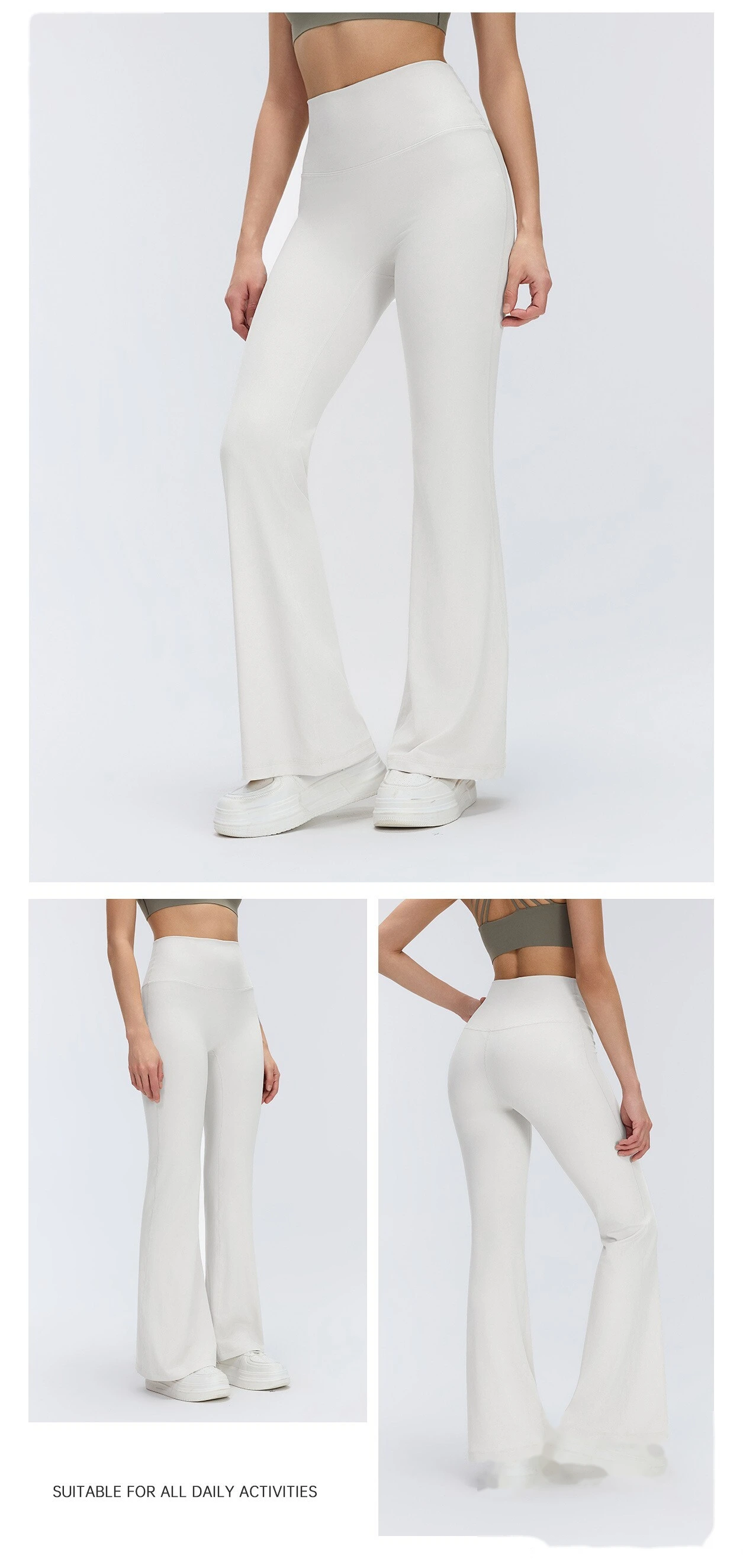 Custom High Waist Micro Flare Yoga Leggings Tummy Control Butt Lifting Slim High Stretch Workout Pants detail