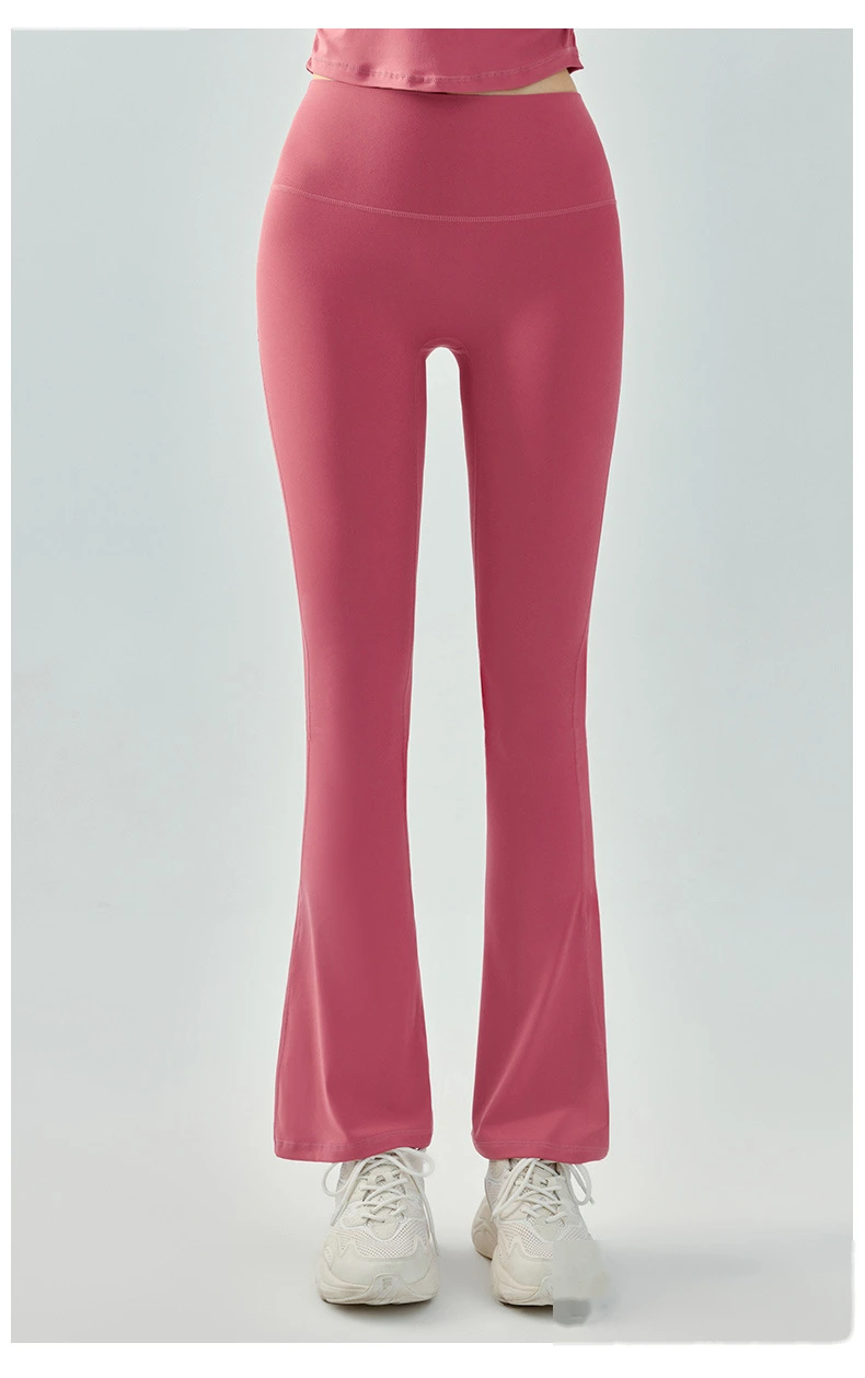 Women tights butt lift leggings casual wide-leg high rise running bell-bottom detail