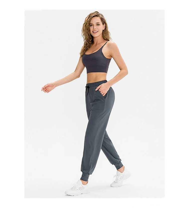 Customized women's elastic leisure sports elastic leg pants running fitness pants loose yoga pants detail