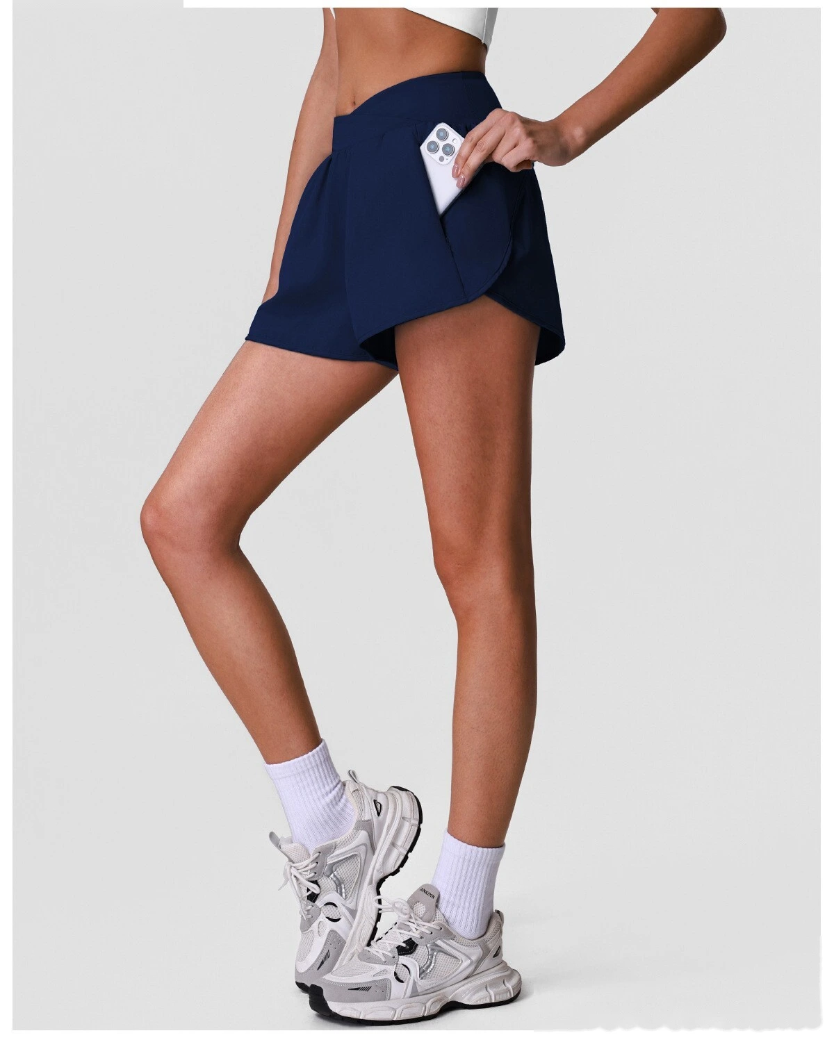Summer Breathable Quick Dry Sports Yoga Shorts, Cross Waist Loose Casual Training Running Fitness Shorts detail