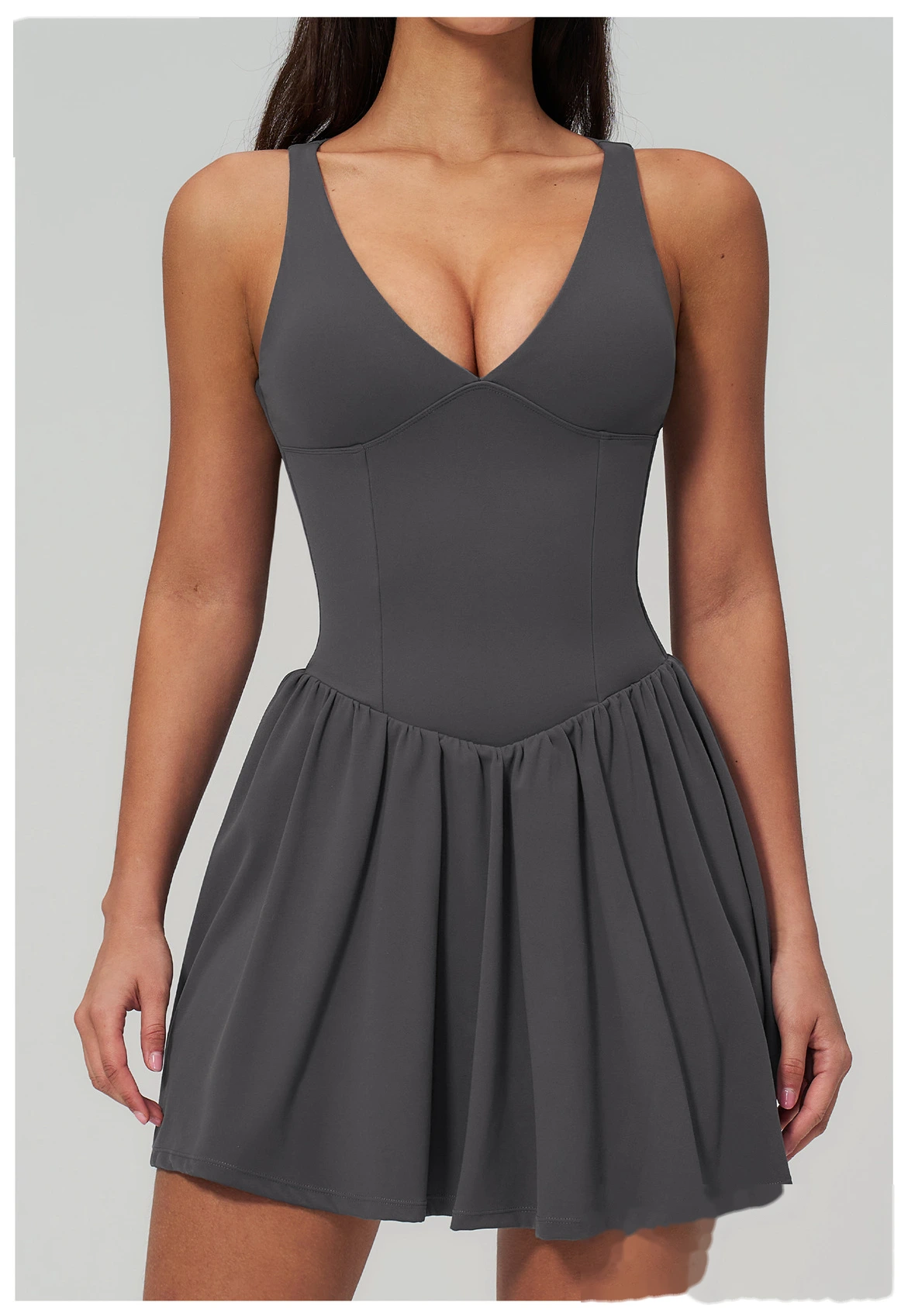 Women’s Custom Sports Tank Dress Sleeveless Slim Yoga Tennis Skirt Dress for Fitness Running Outdoor Activewear detail