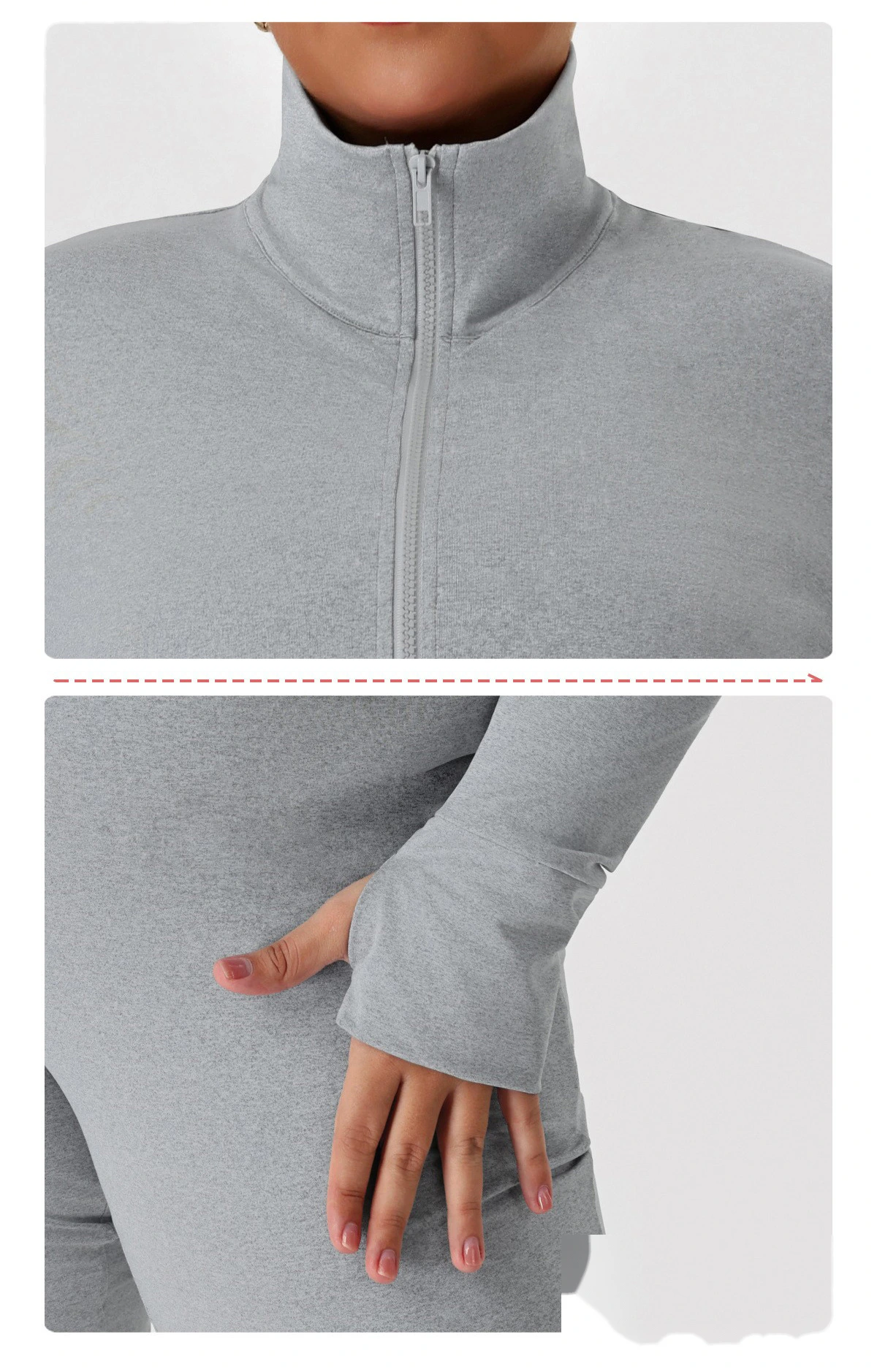 Custom US/EU Plus Size Yoga Coat | Winter Warm Sports Top, Outdoor Running Fitness Jacket detail
