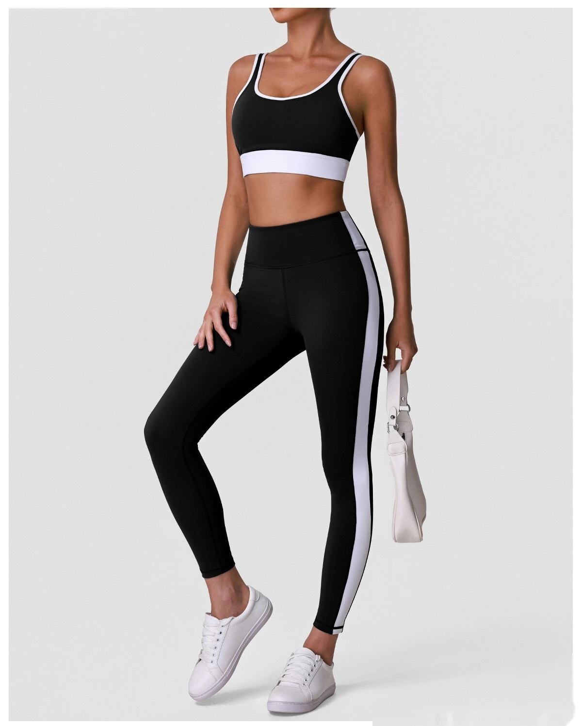 Women’s Custom High Stretch Quick Dry Color Block Sports Bra Beauty Back Yoga Bra Tank Top detail