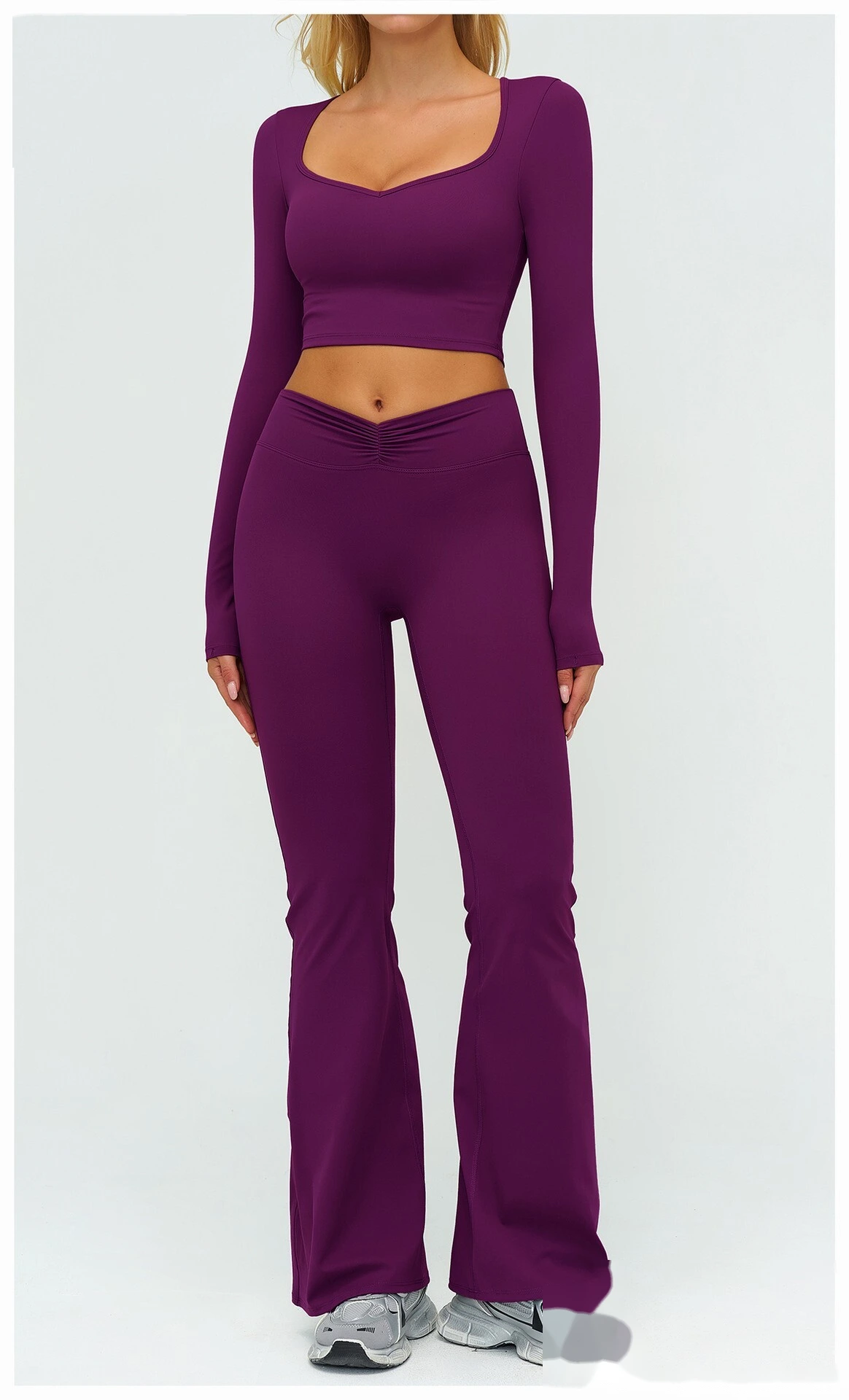 Women's High-Elastic Yoga Shirt - Customizable Slim-Fit Long Sleeve Workout Top for Running, Fitness & Casual Outings detail