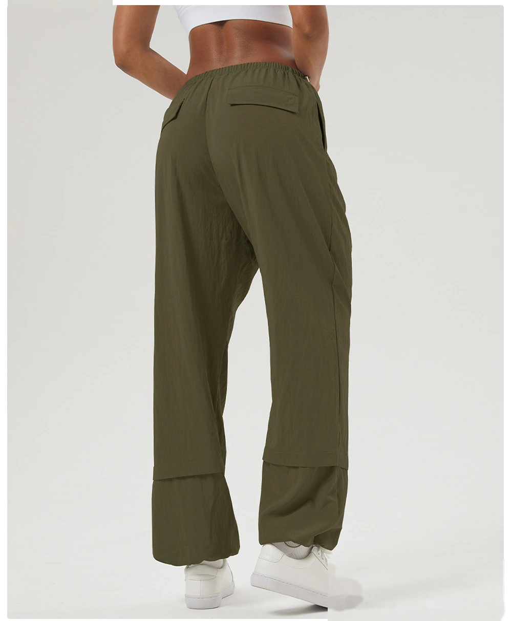 Custom-made loose casual overalls women's high-waisted leg straight pants autumn and winter outdoor sports pants detail