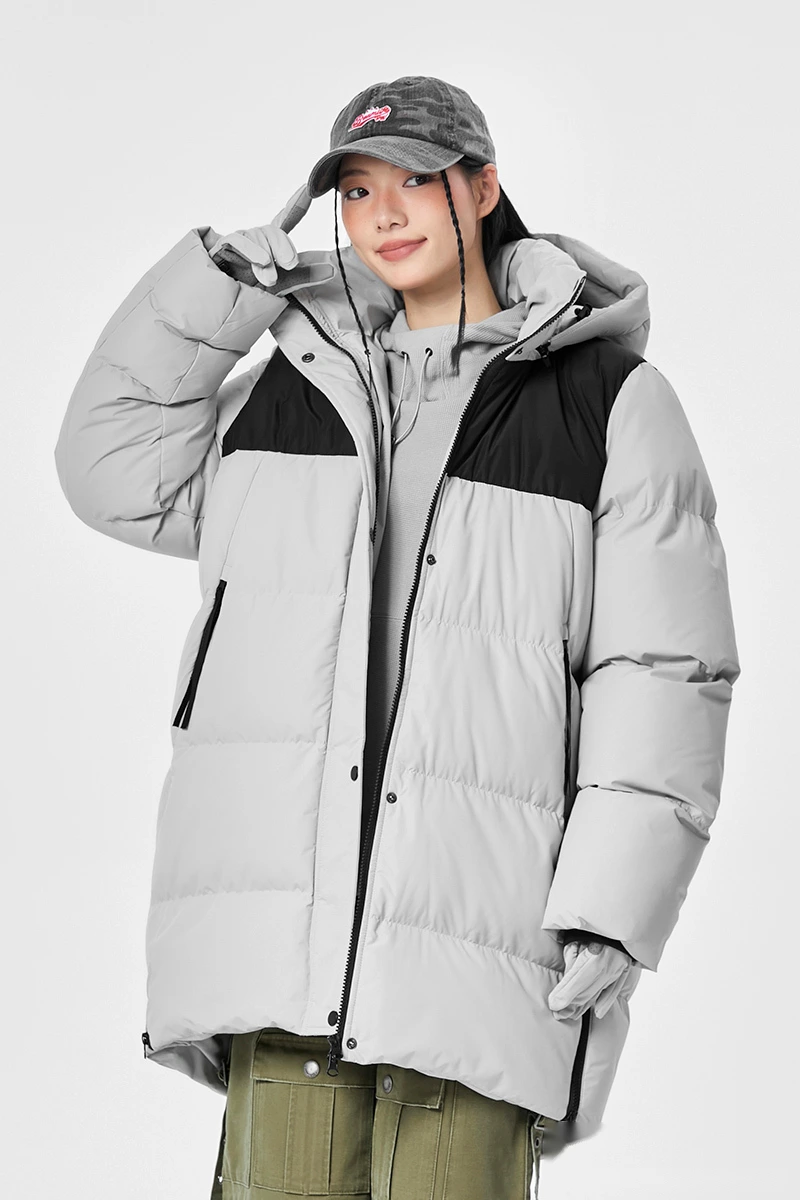 Customize winter men's and women's windproof warm contrast fashion cotton-padded coat. detail