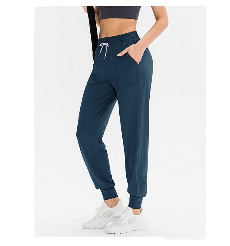 Customized women's elastic leisure sports elastic leg pants running fitness pants loose yoga pants detail