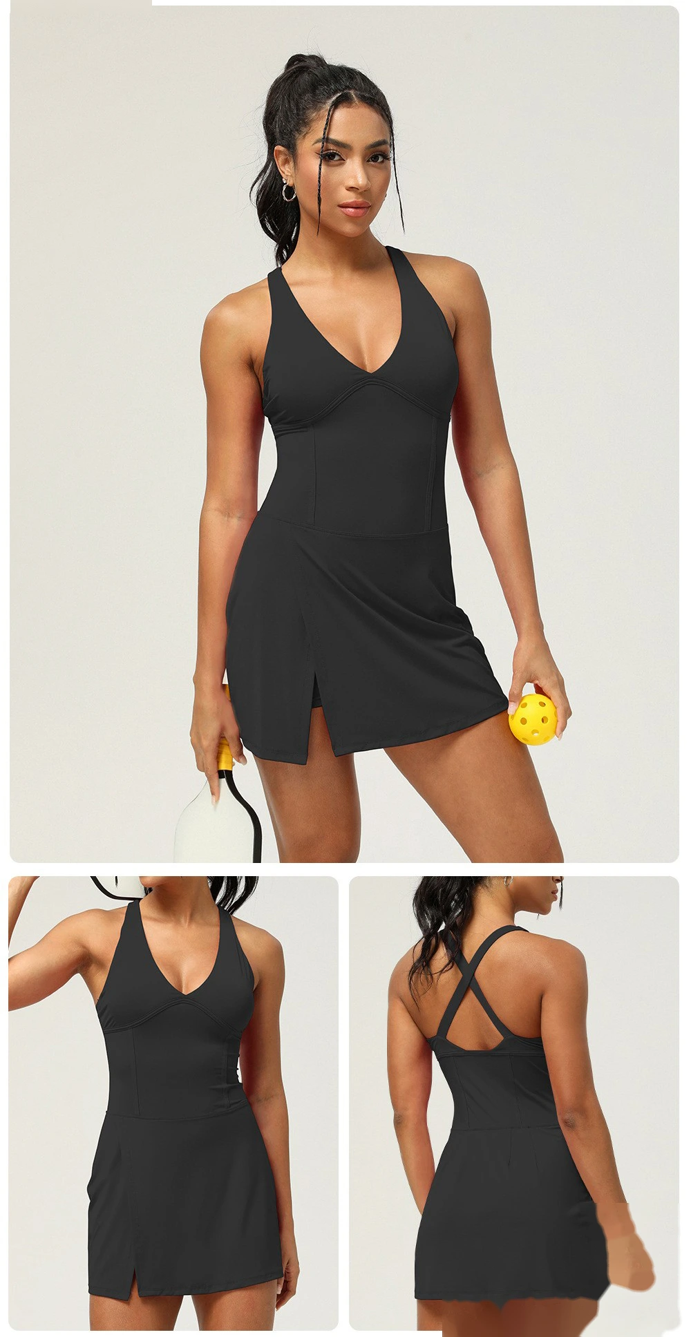 Customized sexy slit sports dress waist leggings skirt outdoor running fitness tennis apron pad detail