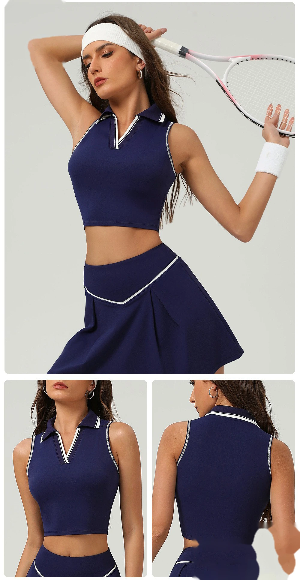 Fashion tennis clothes sports vest sweat-absorbent breathable badminton vest yoga fitness vest female detail