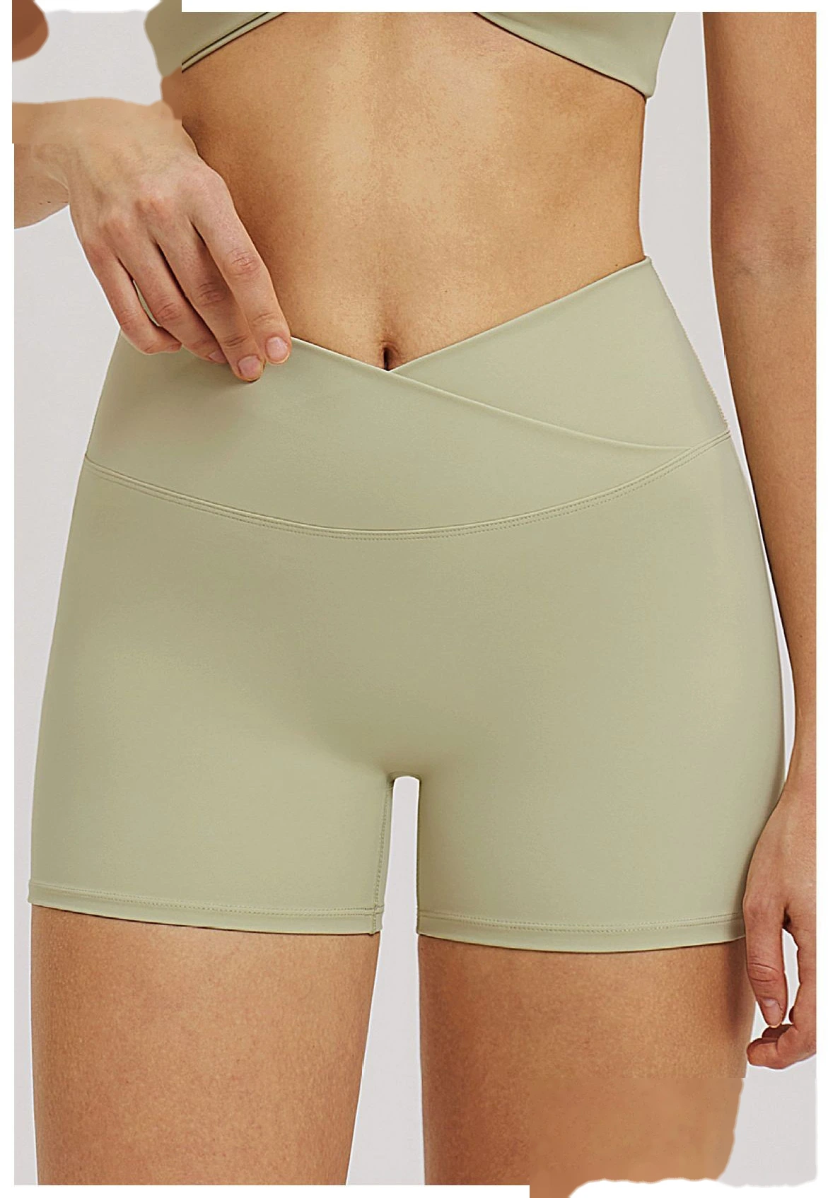 Custom Cross Waist Yoga Shorts - Women's Fleece Lined Tight High-Waisted Gym Running Outdoor Sports Shorts detail