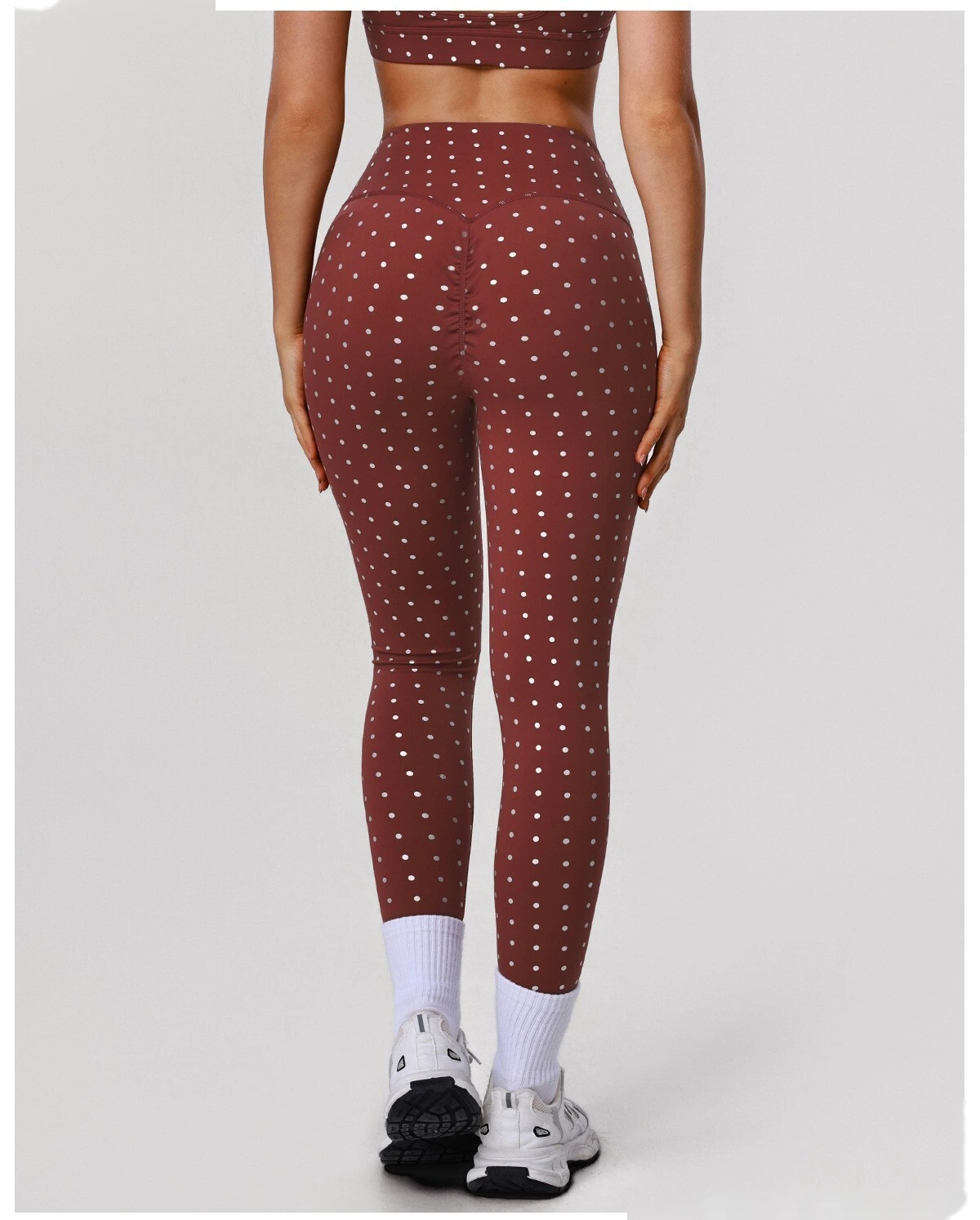 Bulk Custom Silver Polka Dot Yoga Leggings - Factory Direct High-Waisted Tights Products detail