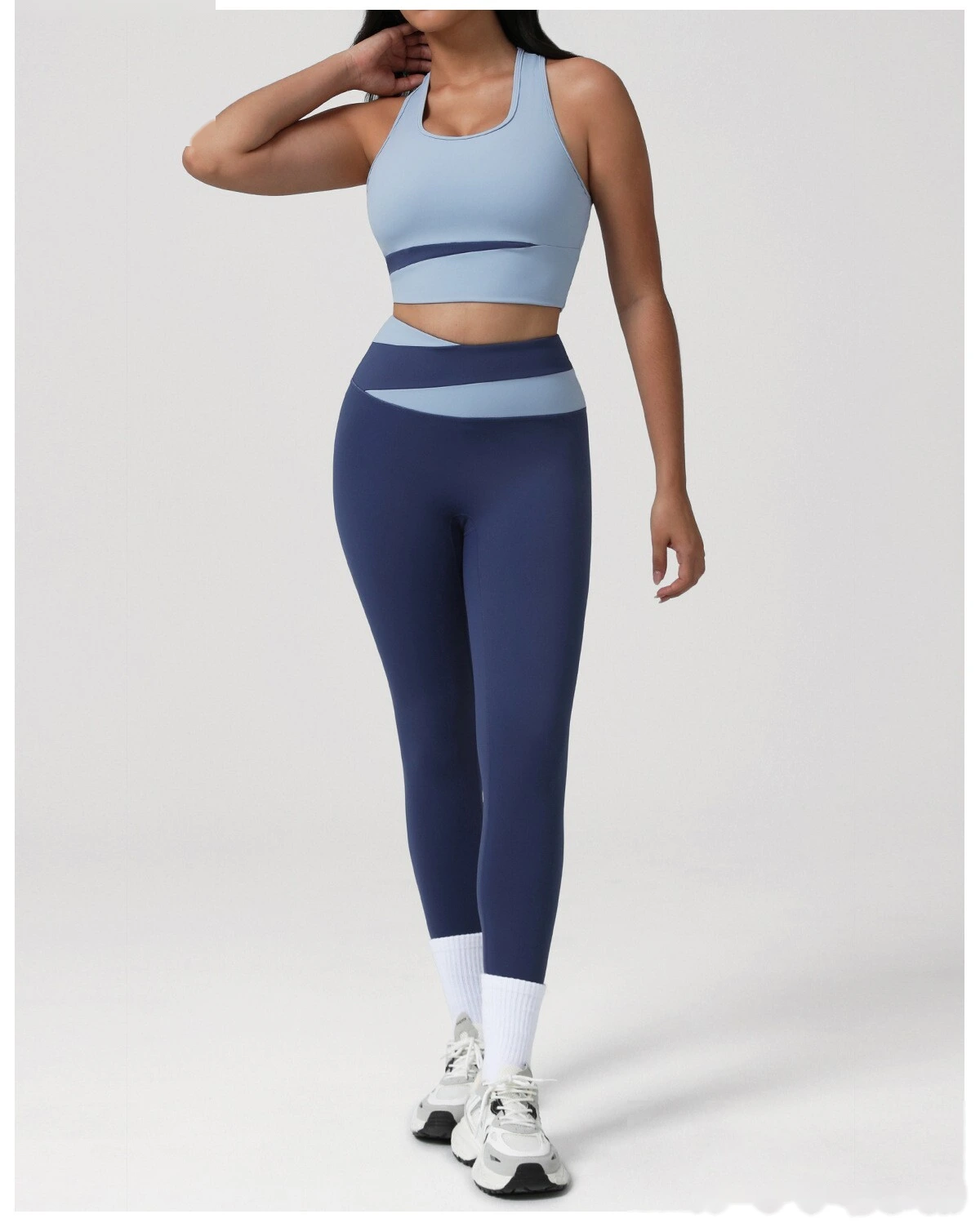 Custom Color-Block High-Waisted Butt-Lifting Yoga Pants - Women's Tight Leggings for Running & Fitness detail