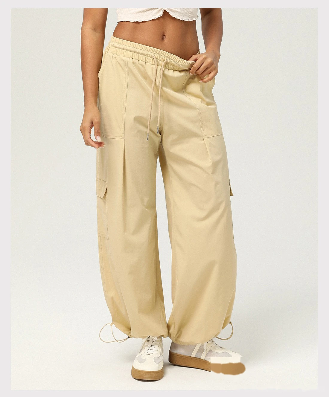 Custom-made loose-pocket tooling sweatpants for women's outdoor fitness straight wide-leg leg leggings detail